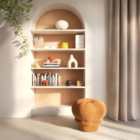 Pouf Claudie tissu jaune / Velours - Hartô