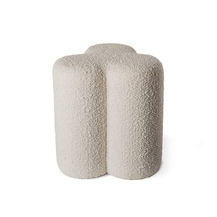 Pouf Clover tissu blanc beige / Tissu bouclette - POLSPOTTEN