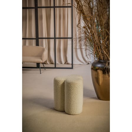 Pouf Clover tissu blanc beige / Tissu bouclette - POLSPOTTEN