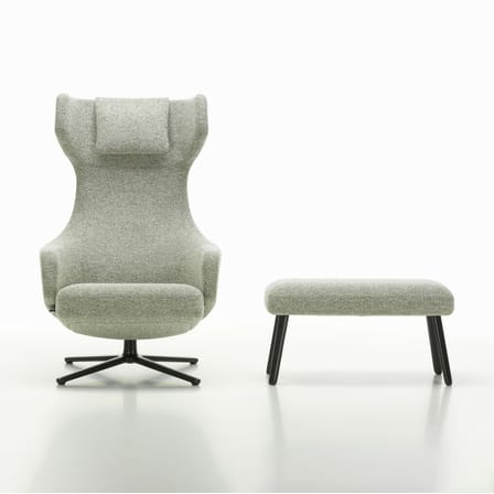 Set fauteuil & repose-pieds Grand Repos & Panchina tissu vert / Pivotant & inclinable - Vitra