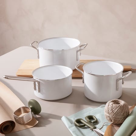 Casserole White Line métal blanc / 1,1 L - Tous feux dont induction - Céramique Slip-Let - Eva Trio