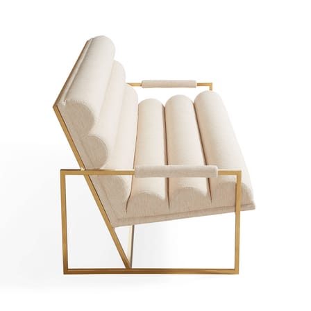 Canapé droit Channeled Goldfinger tissu beige / L 171 cm - Jonathan Adler