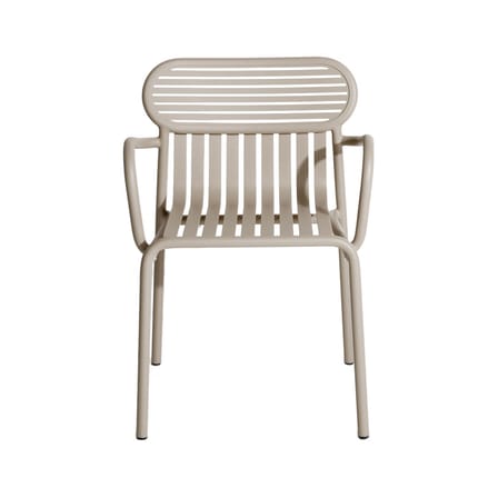 Fauteuil bridge empilable Week-End métal beige / Aluminium - Petite Friture