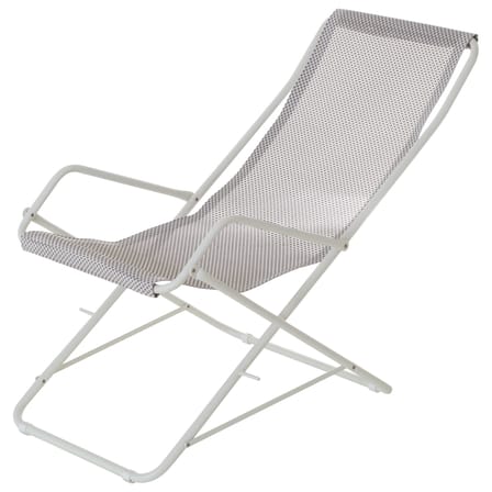Klappbare Loungeliege Bahama metall weiß beige / zusammenklappbar - Emu