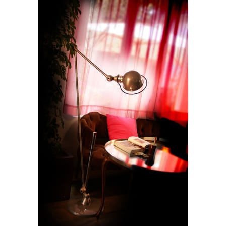 Lampadaire Loft métal rouge / 2 bras articulés - H max 160 cm - Jieldé