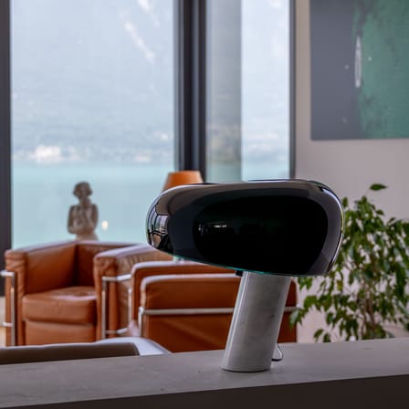Lampe de table Snoopy métal noir / Base marbre - Castiglioni, 1967 - Flos