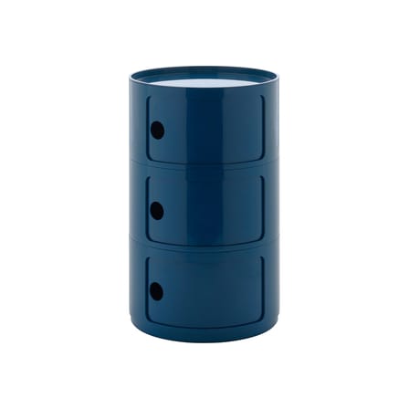Rangement Componibili New Big plastique bleu / 3 tiroirs - Ø 42 x H 69,5 cm - Kartell