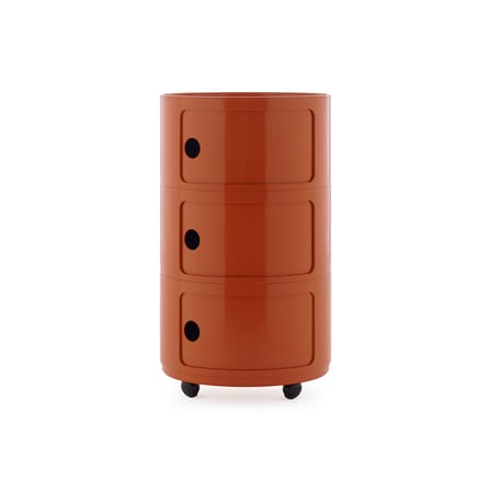 Rangement Componibili New Big plastique orange / 3 tiroirs - Ø 42 x H 69,5 cm - Kartell