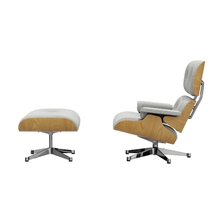 Set fauteuil & repose-pieds Lounge Chair & Ottoman tissu beige / Eames (1956) - Vitra