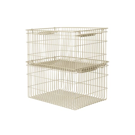 Cala Stackable basket metal beige / Set of 2 -36 x 26 x H 20 cm - Ferm Living