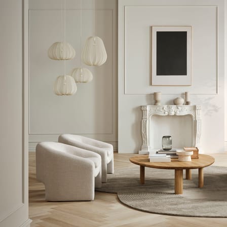 Suspension Balloon tissu beige / Résille translucide - Ø 57 x H 35,5 cm - Bolia