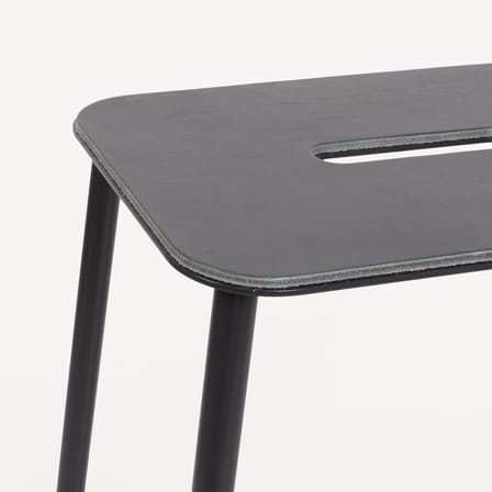 Adam Bar stool leather grey / H 65 cm - Indoor - Frama 