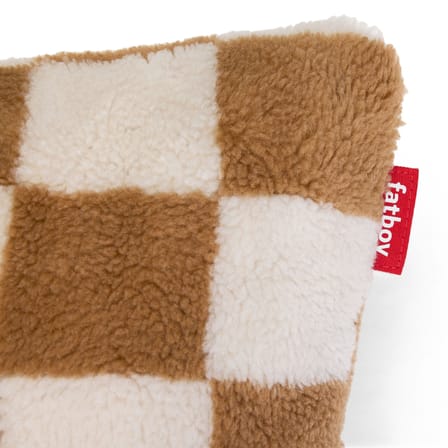 Coussin Square Teddy Chess tissu beige / Tissu duveteux - 50 x 50 cm - Fatboy