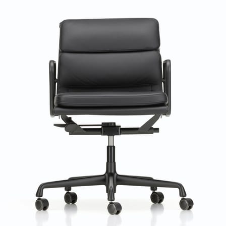 Fauteuil à roulettes Soft Pad EA 217 cuir noir / Eames, 1969 - Vitra
