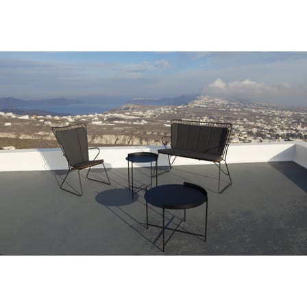 Fauteuil bas Paon métal noir bois naturel / bambou - Houe