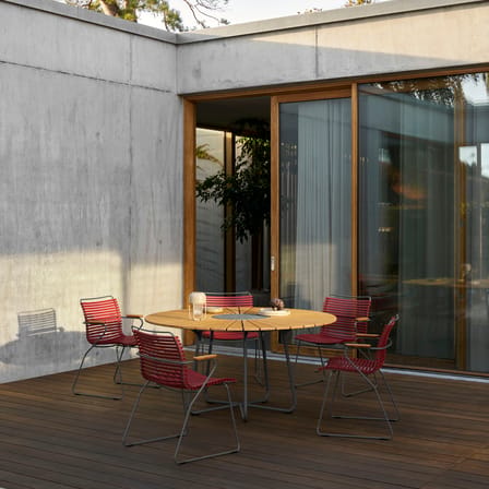 Sessel Click Dining plastikmaterial rot / Armlehnen Bambus - Houe