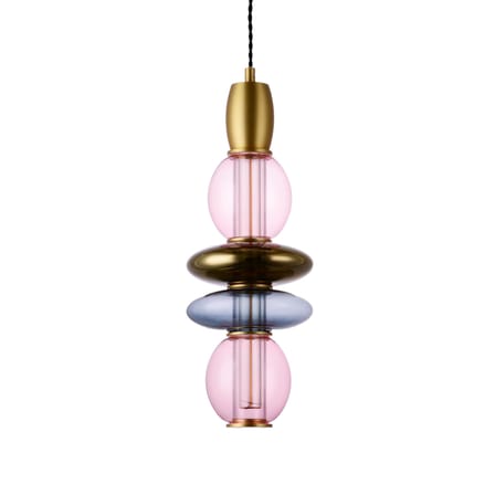 Suspension Léonor Vertical verre gris / Ø 15 x H 39,7 cm - ELEMENTS LIGHTING