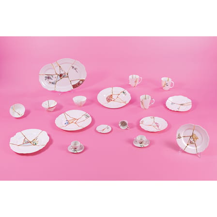Assiette Kintsugi céramique blanc / or fin - Seletti
