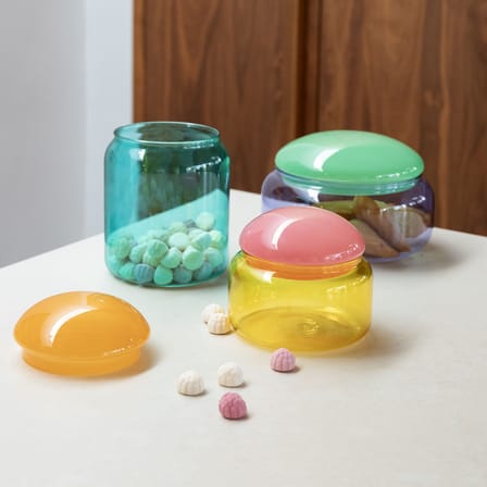 Boîte Puffy verre multicolore / Ø 18 x H 12,5 cm - & klevering