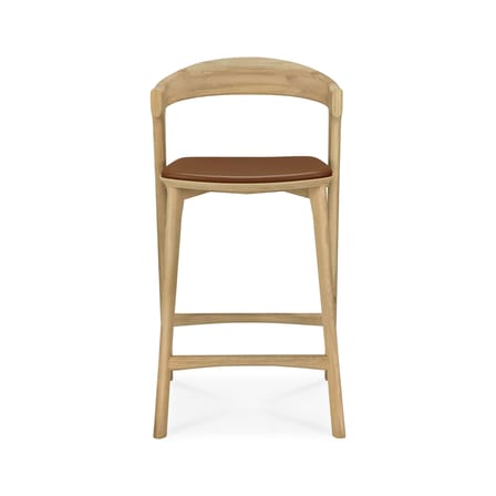 Chaise de bar Bok bois naturel / H 66 cm - Assise cuir - Ethnicraft