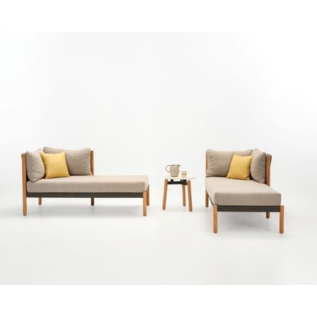 Divano per esterni Lento Modular Right tessuto grigio legno naturale / L 166 cm - Corde in polipropilene intrecciate a mano - Vincent Sheppard