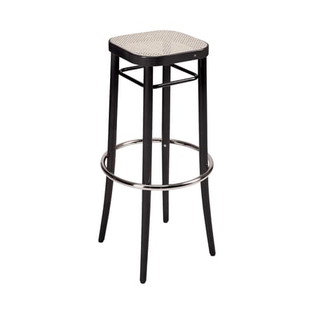 Tabouret de bar Vienna 144 fibre végétale noir bois naturel / H 85 cm, assise cannée - Réédition 1908 - Wiener GTV Design