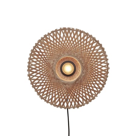 Applique con presa Kalimantan fibre legno beige bambù / Ø 30 cm - GOOD&MOJO