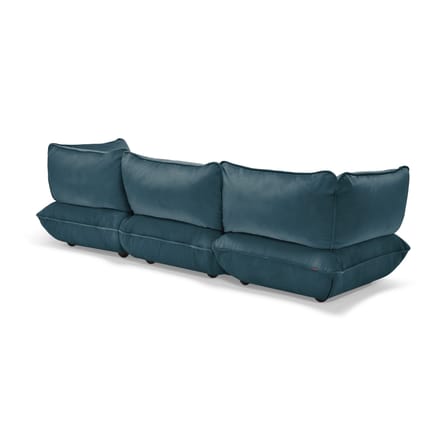 Canapé droit Sumo Grand bleu / 4 places - L 301 cm / Velours recyclé - Fatboy