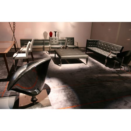 Fauteuil rembourré Costes cuir bois noir / Philippe Starck, 1984 - Driade