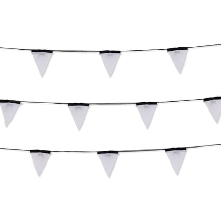 Guirlande lumineuse extérieur Sagra LED tissu blanc noir 14 mètres - 16 fanions tissu - Seletti