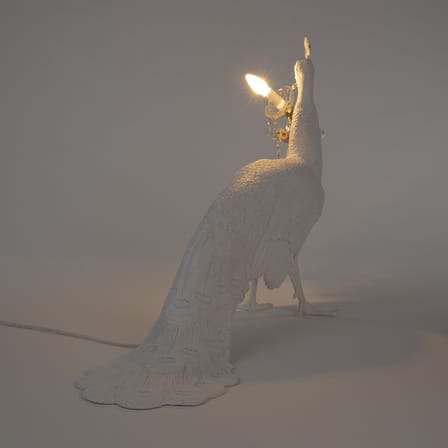 Peacock Lamp plastic material white / Resin - Peacock-shaped lamp / L 100 x H 69 cm - Seletti