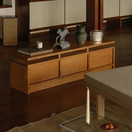 Console basse Ratio bois naturel / Meuble TV - L 140 x H 40 cm - Frama 