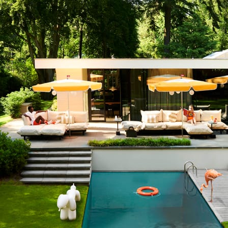 Gartensofa 2-Sitzer Paletti set textil braun / Armlehne links - B 190 cm - Fatboy