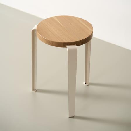Lou Stackable stool metal white / H 45 cm - Eco-certified Oak - TIPTOE