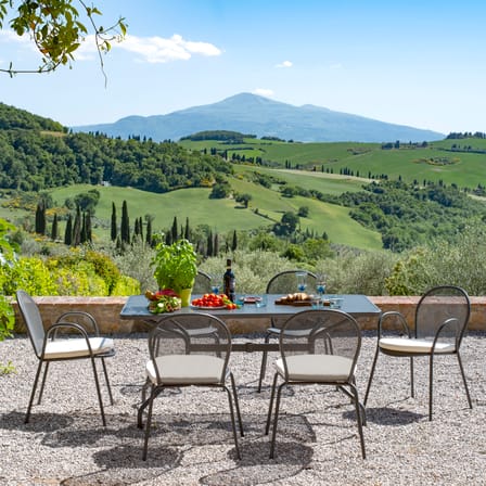 Table rectangulaire Cambi métal vert / 180 x 80 cm - Trou pour parasol - Emu