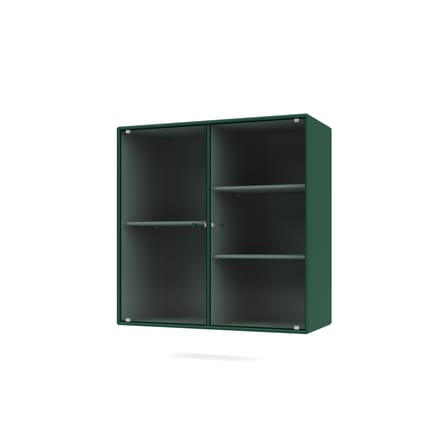 Rangement mural Ripple II bois vert / Vitrine - L 69.6 x P 30 x H 69,6 cm / Verre ondulé - MONTANA