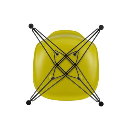 Chaise RE DSR - Eames Plastic Side Chair plastique jaune / (1950) - Pieds noirs / Recyclé - Vitra