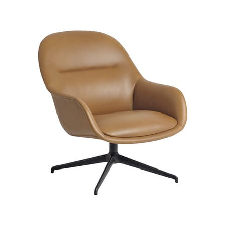 Fauteuil pivotant Fiber Lounge cuir marron - Muuto