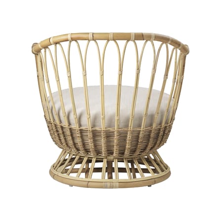Fauteuil rembourré Grace fibre végétale blanc / Réédition 1936 - Rotin - Gubi