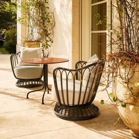 Fauteuil rembourré Grace Outdoor tissu / Tressage polyéthylène - Gubi