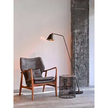 Fauteuil rembourré Peggy tissu gris bois naturel - POLSPOTTEN