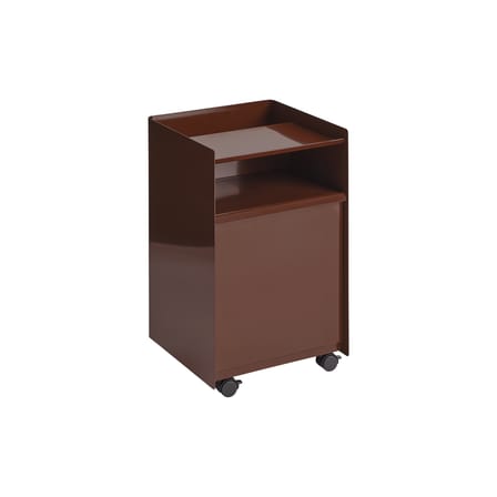 Folded Low Trolley on wheels metal red / 1 door - H 61.5 cm - Muuto