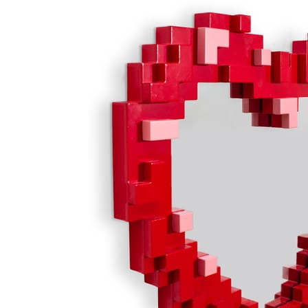 Miroir mural Pixel - Heart bois rouge / 55,5 x 51,5 cm - Seletti