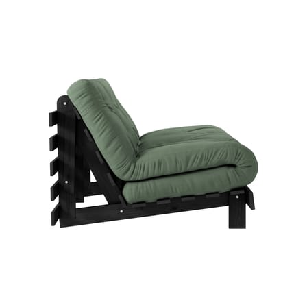 Schlafcouch Roots holz grün / B 140 cm - 3 Positionen / Schwarze Struktur - KARUP
