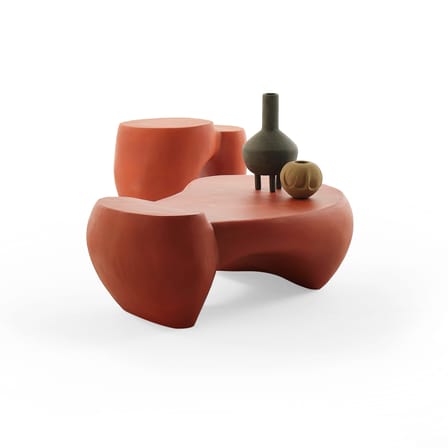 Table d'appoint Dune Small céramique orange / 60 x 43.5 x H 45 cm - Mogg
