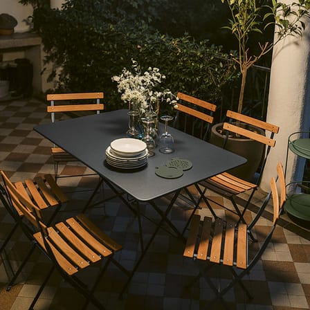 Table pliante Bistro métal jaune / 117 x 77 cm - 6 personnes - Trou parasol - Fermob