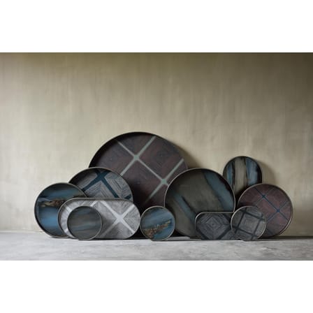 Accessoire  verre bleu / Plateau Graphite Ø 61 cm - Pour tables gigognes Ø 62 cm - Ethnicraft
