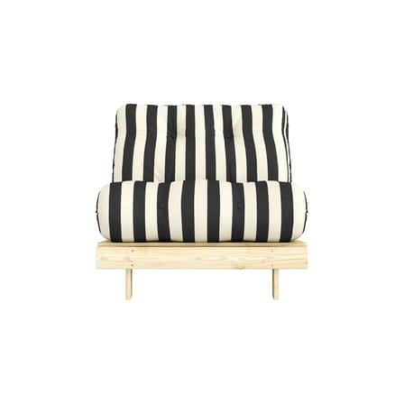 Fauteuil convertible Roots tissu noir / Dormeuse & lit d'appoint - 3 positions / Structure pin clair - KARUP