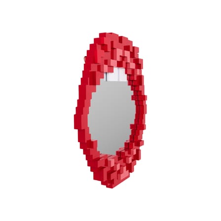 Miroir mural Pixel - Mouth bois rouge / 45,6 x 50,5 cm - Seletti