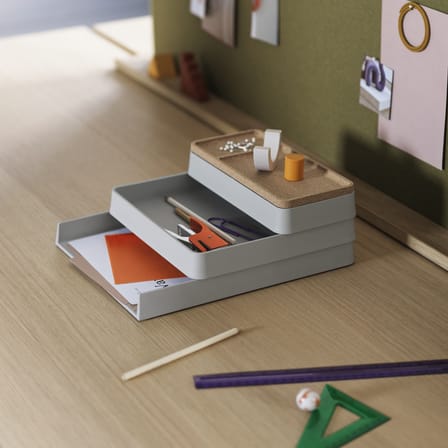 Organiseur de bureau Arrange n°1 / 100% plastique recyclé & liège - Set 3 pièces empilables - Muuto